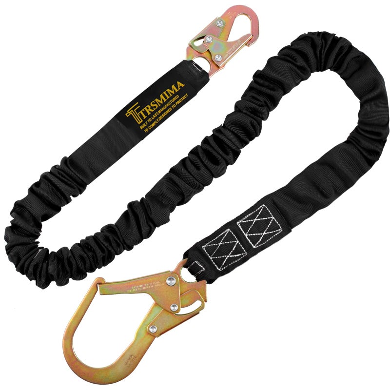 TT TRSMIMA TRSMIMA Safety Harness Lanyard Retractable - Fall Protection Climbing Tree Strap 6 FT Single Leg Internal Shock Absorbing with Hook - Image 1